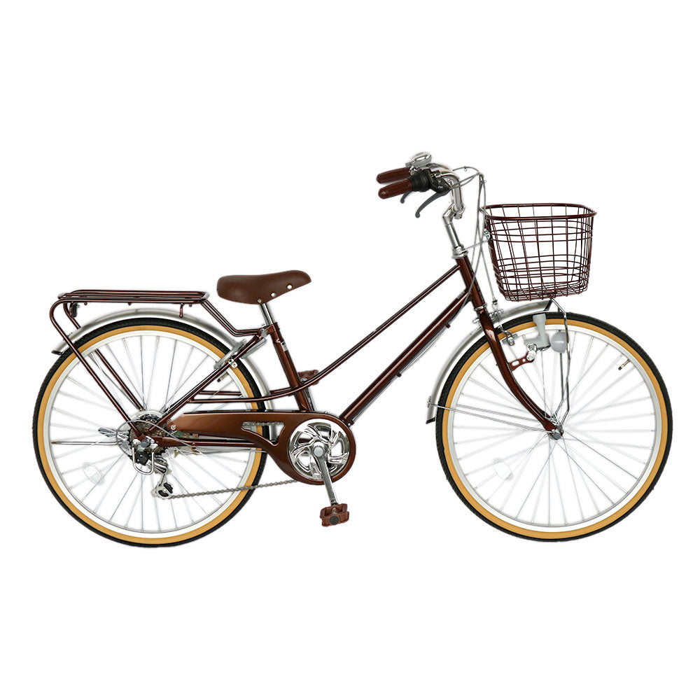 自転車 子ども用自転車 配送先一部地域限定 送料無料 24インチ 6段変速ギア ブラウン 246HCBR 女の子 子供用 キッズサイクル 通