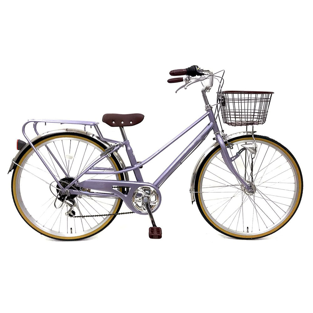 欠品入荷未定 自転車 ママチャリ 6段ギア 26インチ 配送先一都三県一部地域限定送料無料 26インチ 変速 鍵付 ギアつき 6段変速ギア dixhuit ホワイト  本体 ママチャリ シティサイクル おしゃれ ギア付き 通学
