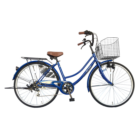 欠品入荷未定 dixhuit(ディズウィット) 自転車 ママチャリ 26インチ 6段変速ギア ブルー